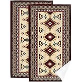 Fopoer Western Aztec Boho Hand Towels for Bathroom Set of 2 Absorbent Southwestern Native American Decorative Bath Towels Spa Yoga Gym Home Farmhouse Aztec Bathroom Decor Housewarming Gifts 14"x28"