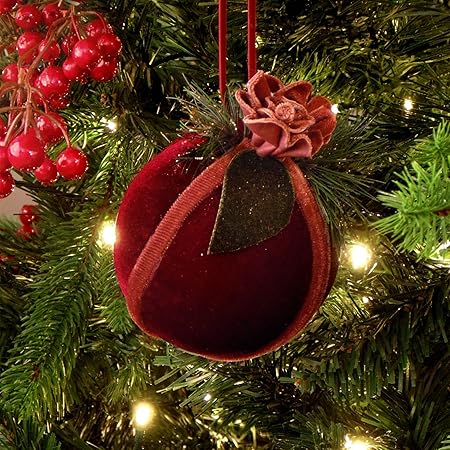 Albero Di Natale Bianco E Rosso Shabby.Blanc Mariclo Decoro Shabby Chic Albero Di Natale Pallina Velvet Atelier Collection Amazon It Casa E Cucina