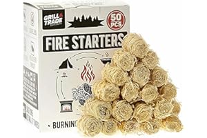 Grill Trade Fire Starters - 50 Pieces Grill Starter Made of Pine Wood Shavings - Food-Grade Wax with 8-10 Minutes Burning Time - Weatherproof and Odorless - Ideal for Indoor or Outdoor Use
