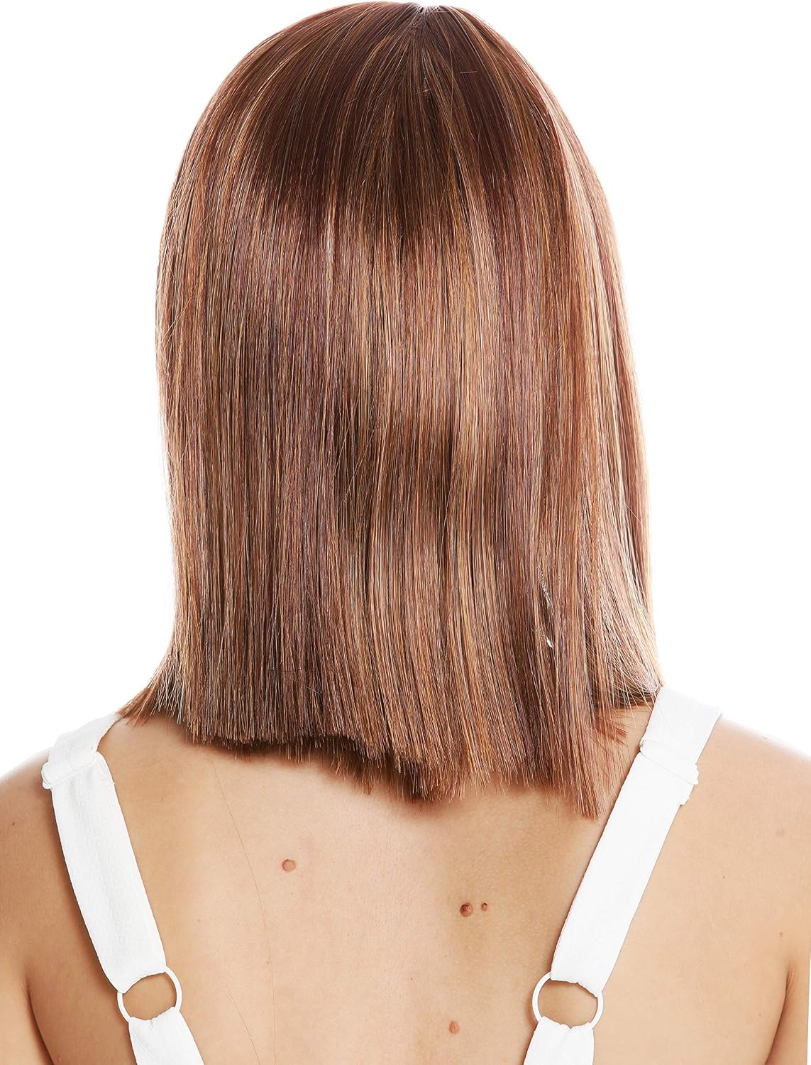 WIG ME UP - VK-5-29H27C quality women's wig shoulder length sleek longe fringe parted dark copper blonde reddish blonde mix - Image 5
