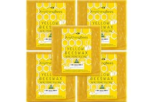 AnythingBees Yellow Handmade 100% Organic Beeswax Blocks/Bricks| Natural Premium Cosmetic Grade Triple Filtered Easy Melt Bees Wax Honeycomb Pastilles| Great for DIY Projects, Lip Balm Lotions- 5 LB