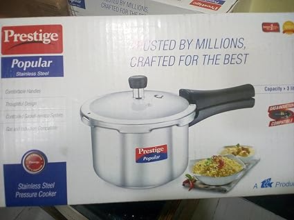 Prestige Popular Stainless Steel Pressure Cooker, 3 litres, Silver