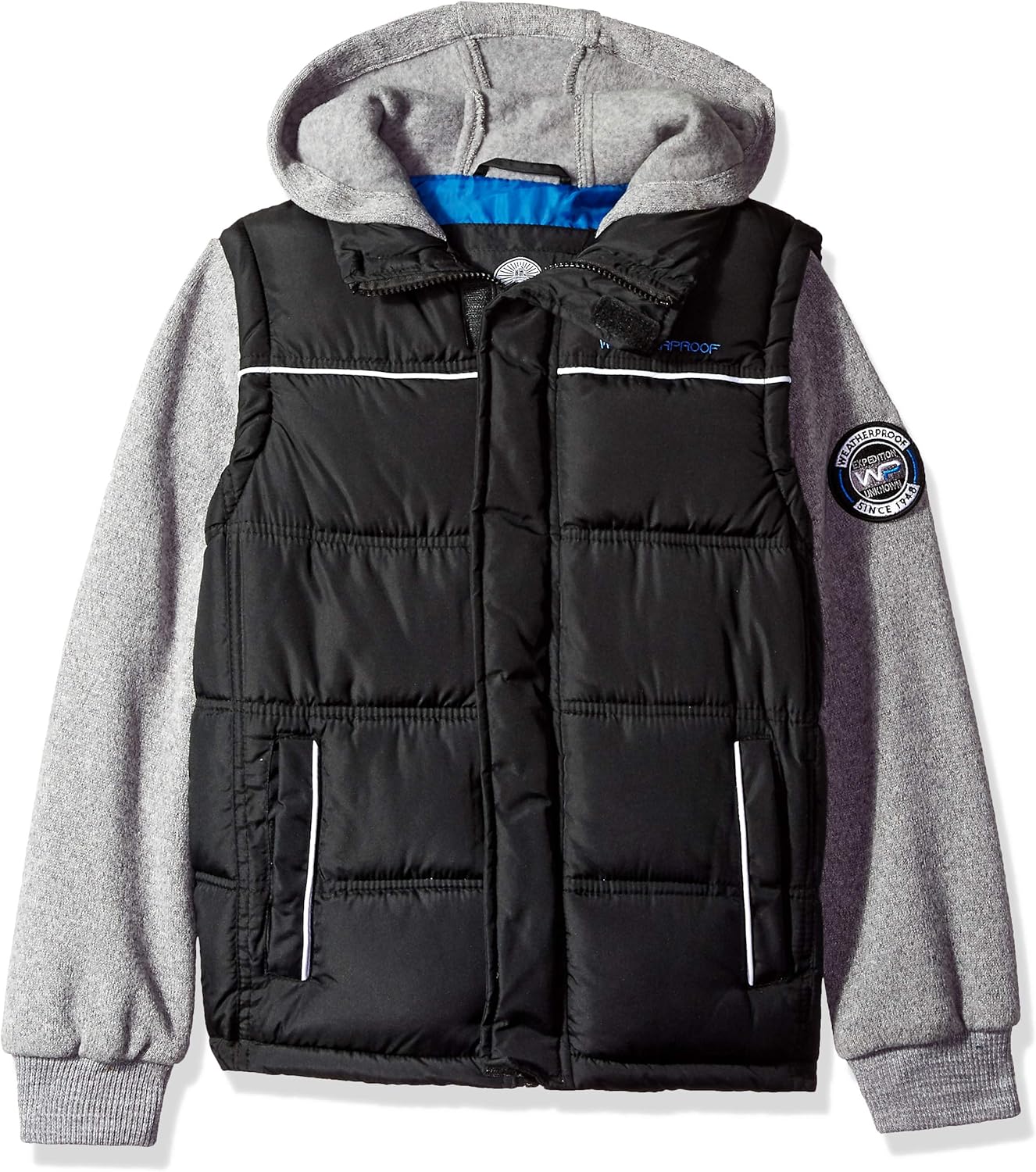 Weatherproof Boys' Little Hooded Jacket, Black, 5/6 Clothing