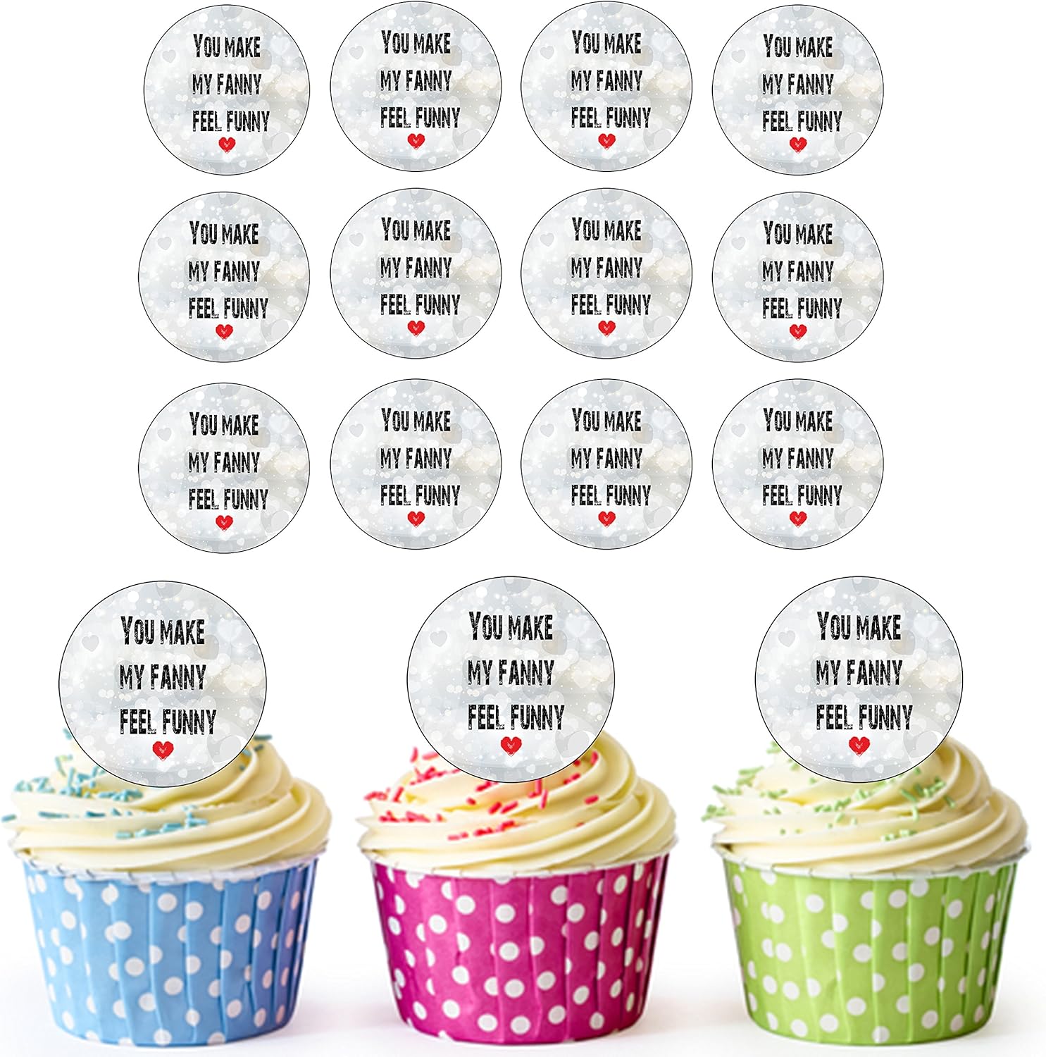 Adults Rude/Funny Cupcake Toppers/Cake Decorations - 24 Edible Easy ...