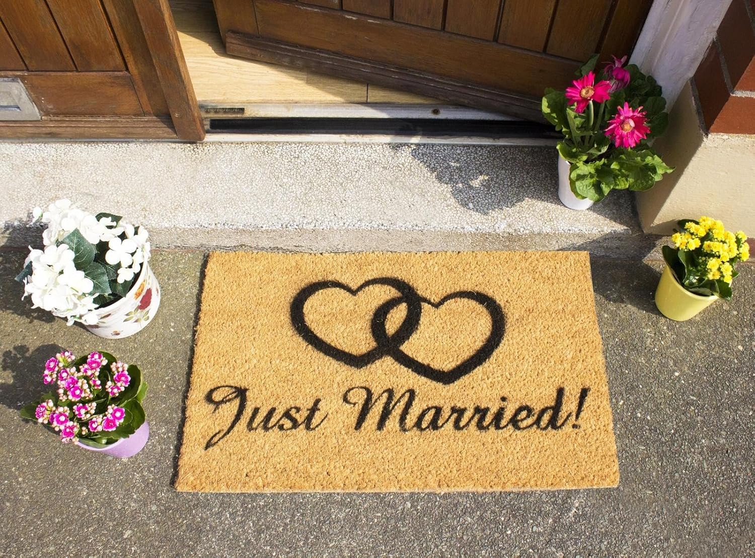 CKB LTD® JUST MARRIED Novelty DOORMAT Unique Doormats Front/Back Funny