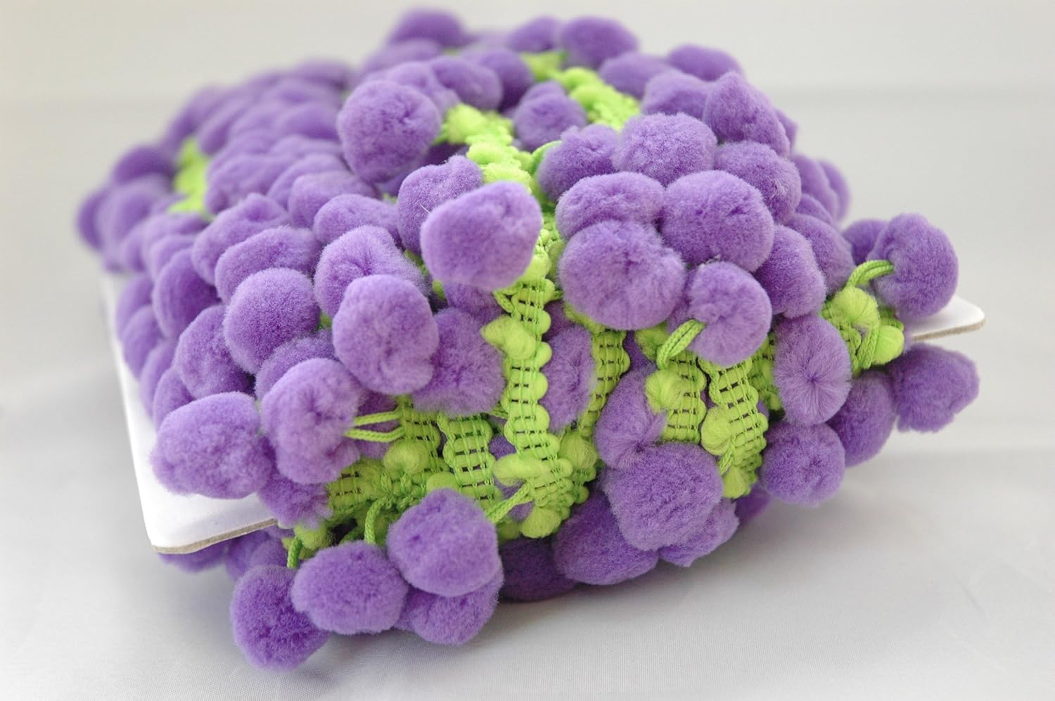 LARGE 15mm Purple 2 Tone Pom Pom Trim 1 Metre Pom Pom Ribbon Pom