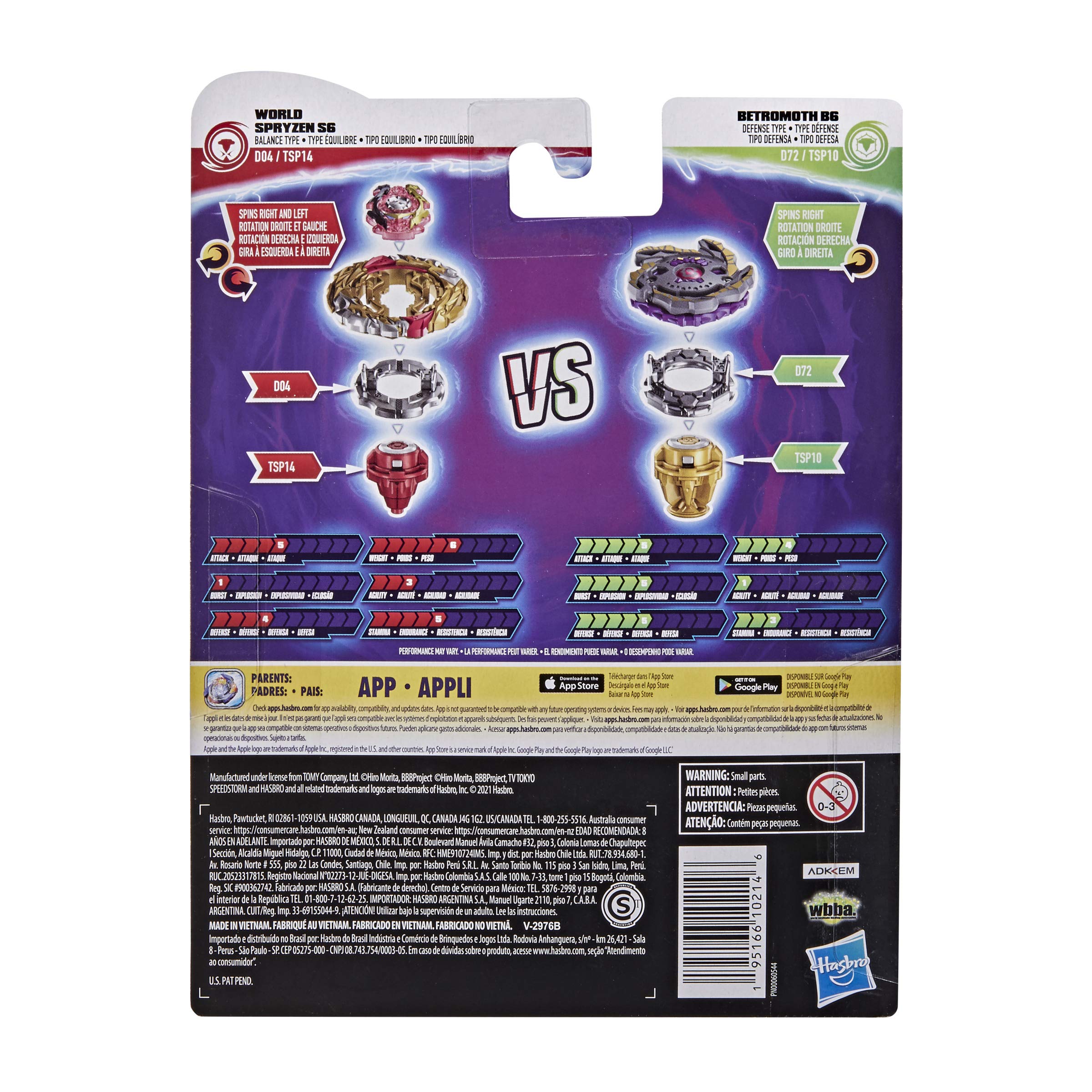 Bey Blade Burst Surge Speedstorm World Spryzen S6 and Betromoth B6 Spinning Top Dual Pack - 2 Battling Game Top Toy for Kids Ages 8 and Up