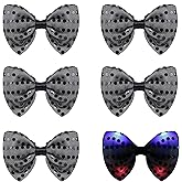 6PCS LED Sequin Necktie Electric Bright Light Up Men's Bow Ties Women Kids Flashing Bowties Glow Party Rave Festival School
