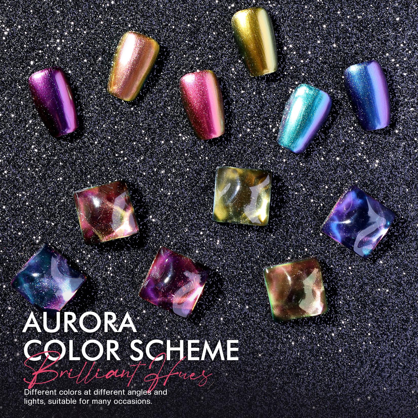 Morovan Fingernail Nail Polish Set: Holographic Metallic Lacquer Air Dry Nail Polish Regular Nail Polish Pack 0.25oz Glitter Finger Nail Polish Bulk Toenail Polish Kit Gift for Women - Image 4