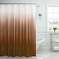 Creative Home Ideas - Textured Fabric Shower Curtain Set, Includes 12 Easy Glide Metal Rings, Modern Bathroom Décor, Machine Washable, Measures 70" x 72", Chocolate Brown Ombre