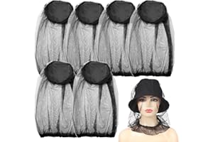 Guiqulai 6 Pcs Mosquito Net Hat, Moustiquaire Mosquito Head Net, Face Mesh Cover Protective Cover Large Net Mesh for Camping 