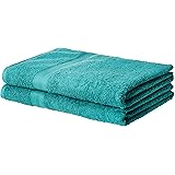 Amazon Basics Fade-Resistant Cotton Bath Sheet - 2-Pack, Teal