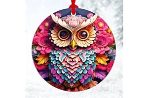 SENSEMORY Christmas Ornaments Decor Christmas Tree, 4 Inch Acrylic Ornament Art, Holiday Decoration, Car Interiors Decors, Christmas Decor for Holiday Party 2023 Christmas Ornament (Colorful Owl)