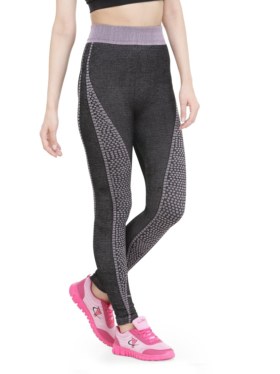 camey women's cotton stretchable yoga pants (lt55_new.peach, black, free size)