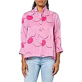MULTIPLES Women's 1 Turn-up Cuff Three Quarters Sleeve Button Front Wire Collar Shirt