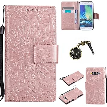 für Smartphone Samsung Galaxy A3 (2015) Hülle,Echt Leder Tasche für Samsung Galaxy A3 (2015) Flip Cover Handyhülle Bookstyle 