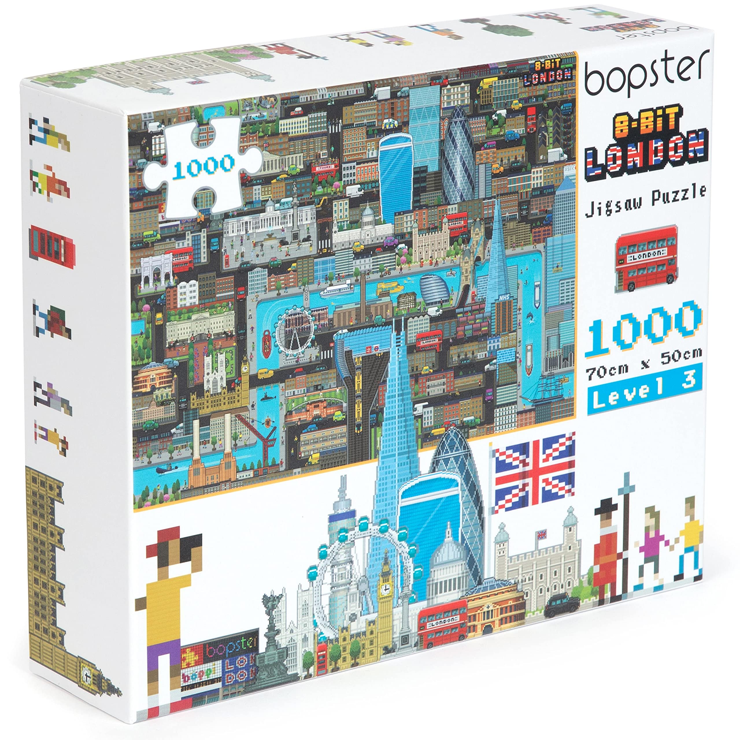 1000 Piece Jigsaw Puzzles for Adults - London Puzzle 8-bit Retro Style - Jigsaws 1000 Pieces for Adults - Made with 100% Recycled Cardboard - Level 3 by bopster