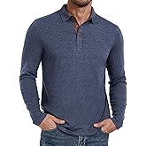 PEGENO Mens Polo Short/Long Sleeve Shirt Classic Button Basic Solid Color Designed Collared Polo Shirt Fashion Casual Shirts