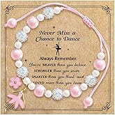 Cunno Dance Bracelet Gifts Ballet Recital Gifts for Woman Pink Dance Bracelet Jewelry with Card Storage Bag Ballerina Gift for Dancers Dancing Lover Ballet Friends Mate Daughter Granddaughter Niece