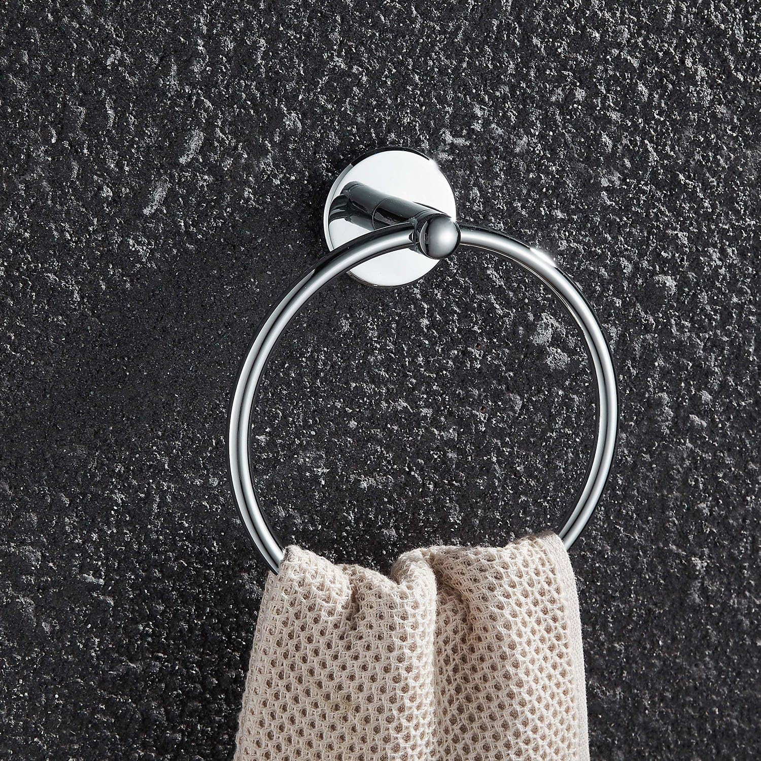 FAUMIX Bathroom Towel Ring Wall Mount Hardware Chrome Arc Circle Towel Holder