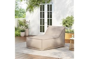 Christopher Knight Home Venny 48" L Outdoor Bean Bag Chair, Fabric Bean Bag Chair for Adults and Kids, Indoor/Outdoor Sun Lounger, Patio Lounge Chair, Comfy Outdoor Reading Chair, Dark Beige