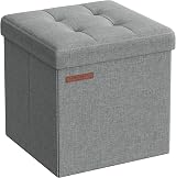 SONGMICS Storage Ottoman Foldable Foot Stool 30x30 cm Light Grey LSF028G52