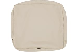 Classic Accessories Montlake Water-Resistant 25 x 18 x 4 Inch Outdoor Back Cushion Slip Cover, Patio Furniture Cushion Cover, Antique Beige, Patio Furniture Cushion Covers