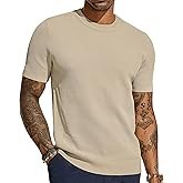 PJ PAUL JONES Mens T-Shirts Crew Neck Waffle Knit Shirt Short Sleeve Tee Shirts Fashion Casual Pullover Tops