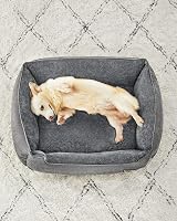 Feandrea Linen-Look Dog Bed Large 90 x 75 cm with Raised Edges Non-Slip Cover view 9