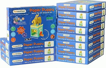 Funvention- for Little Scientist in Every Kid Paper Puppy Automaton DIY Puzzle Toy Kit (Pack of 12)