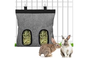 TANGTTY Rabbit Hay Feeder, Guinea Pig Hay Feeder Bag Small Animal Hanging Feeder，2 Holes for Guinea Pigs Bunnies Chinchillas Rabbit Guinea Pig， Hedgehog Small Pets Reinforced Oxford Cloth Waterproof