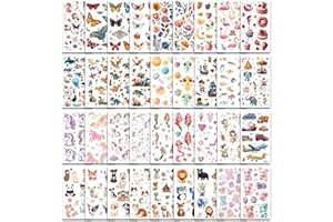 Keikihipa Tattoos for Kids, 350+ Mixed Styles (37 Sheets) Temporary Tattoos Stickers Set Gift for Girls and Boys, Space Dinosaur Animals Butterfly Tattoos for Kids Birthday Party Supplies