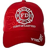 Fire Department First in Last Out Cap - Firefighter Gift - Embroidered Hat
