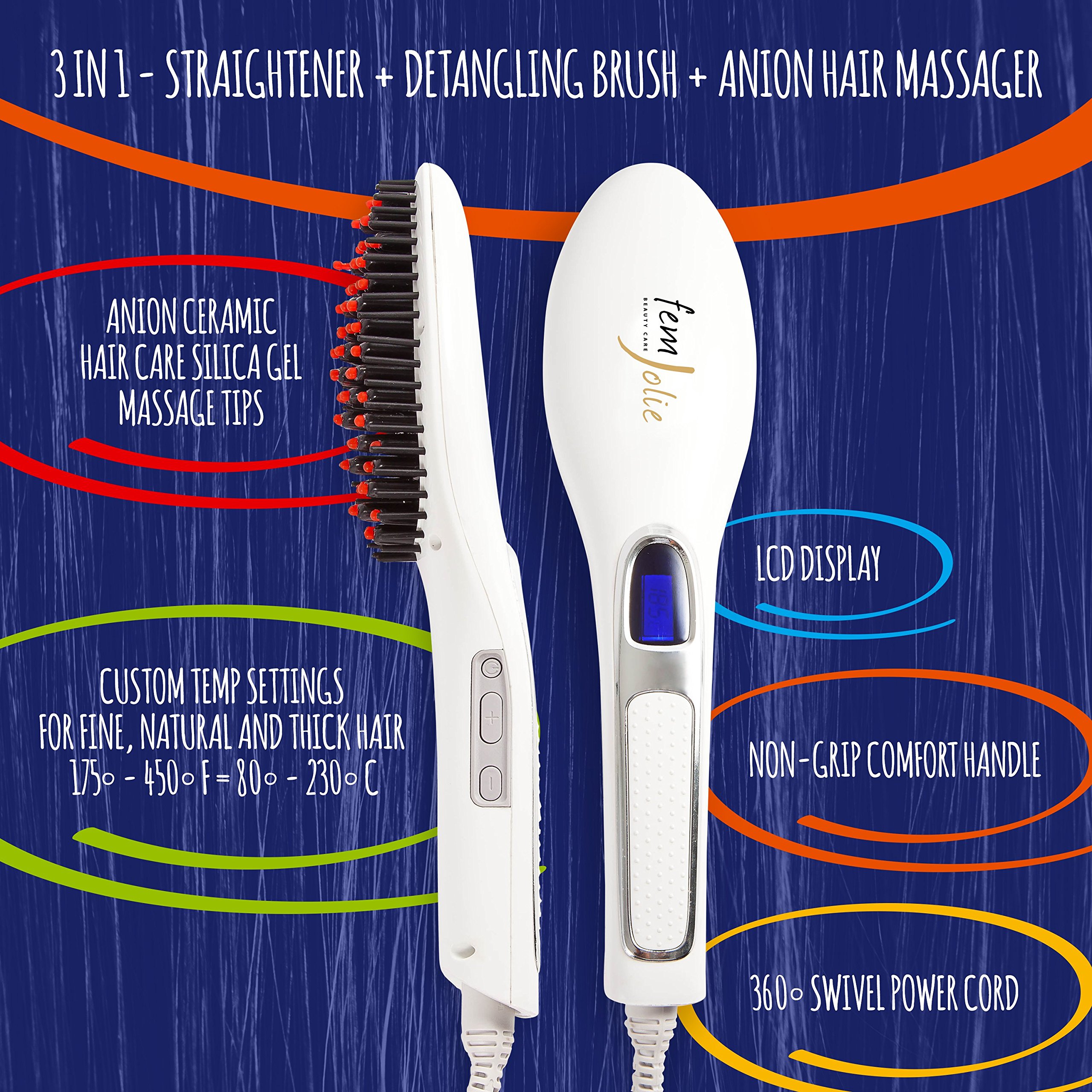 FemJolie Hair Straightening Brush Best for Beauty Styling