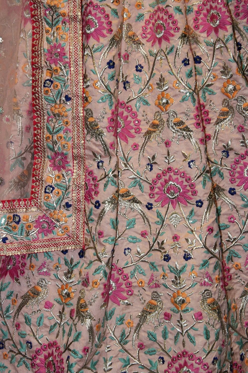 meghalya women's art silk lehenga choli (peach, free size)