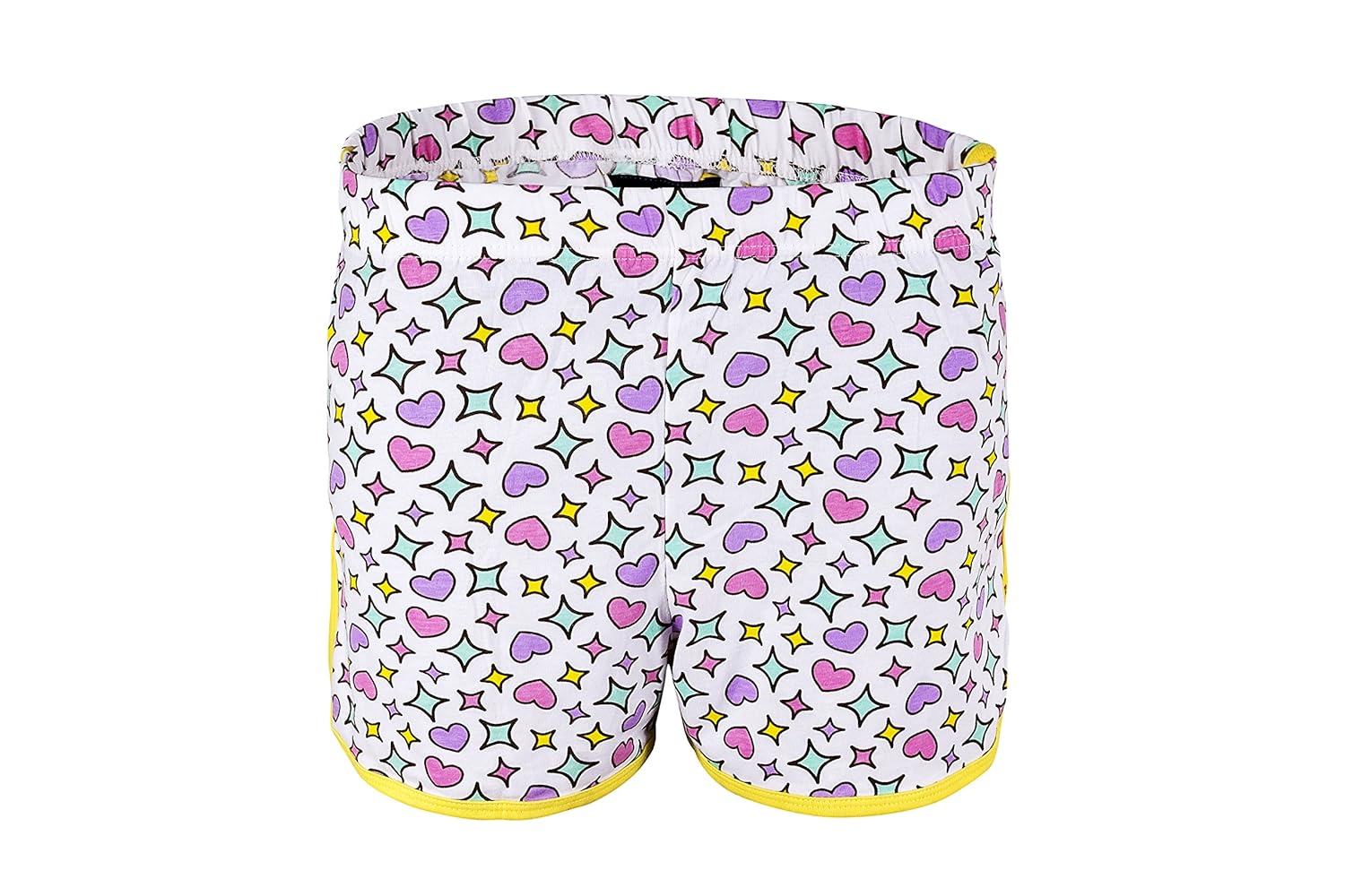 beau, 100% organic cotton women shorts,heart star pink/yellow