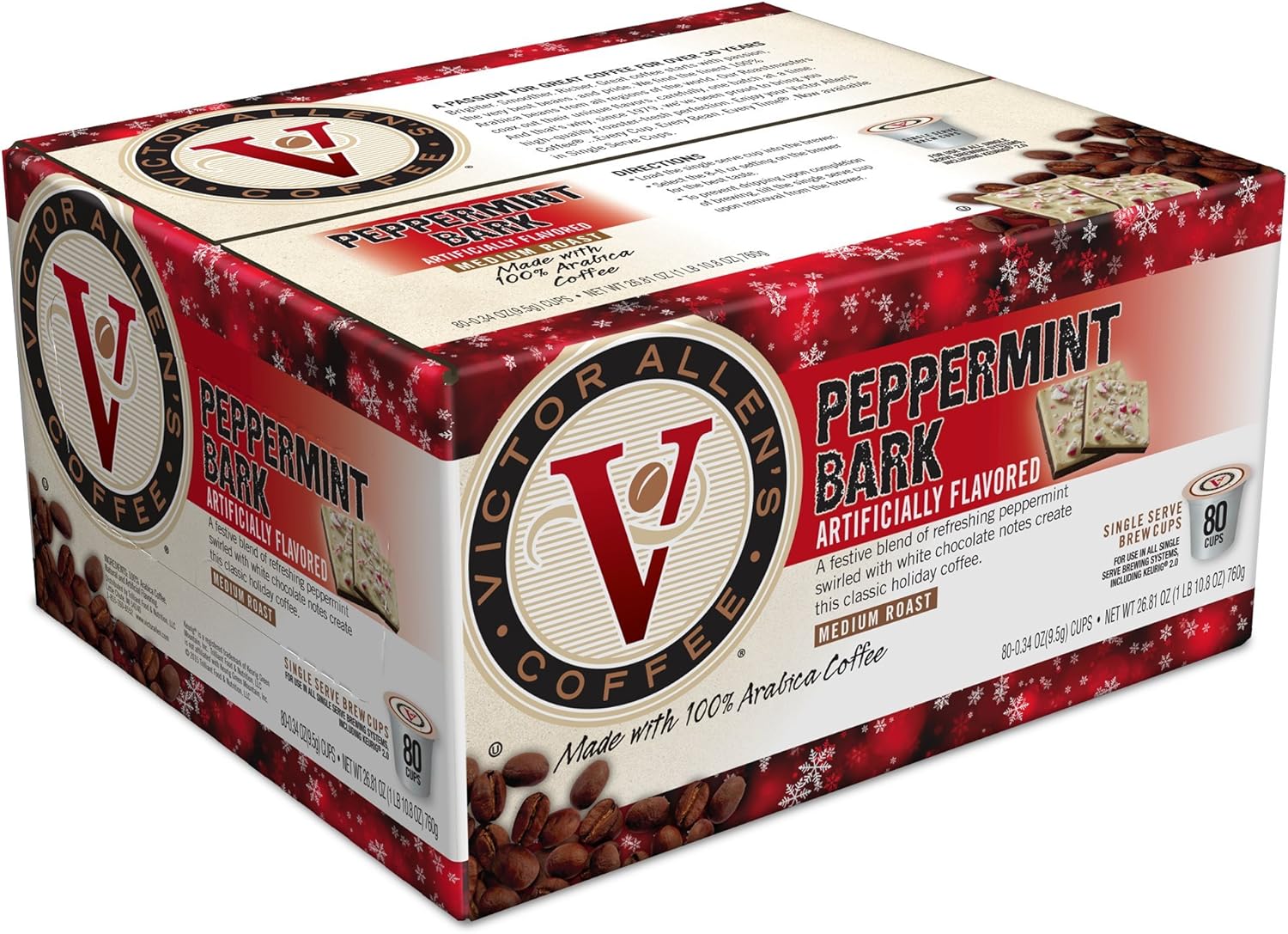 Victor Allen's Coffee Peppermint Bark K Cups, 80 Count with