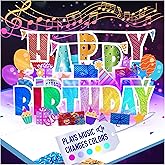 100 GREETINGS 3D Pop Up Birthday Card - Plays 'Happy' with Lights & Music, Unique BDay Singalong for Women, Men, Mom, Grandma & Grandpa