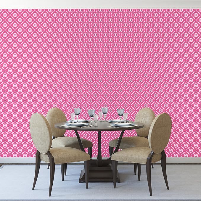 Amazon ピンクladyモロッコパターン化peel Stick Textured壁紙by Customwallpaper Com Pd 4333 21 100 1 0 Comm 壁紙