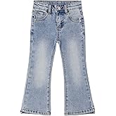 KIDSCOOL SPACE Baby Little Girls Flared Slim Fit Jeans, 18M-6T Bell-Bottom Stretchy Denim Pants
