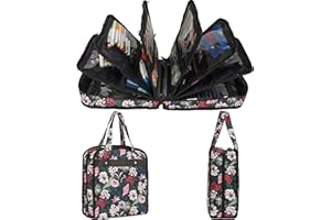 PACMAXI Sewing Accessories Storage Bag, Knitting, Craft Tools And Accessories Organizer, Roomy Carrying Bag for Sewing Tools And Accessories (Flower with Black Background)