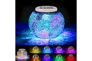 ELOCUPWE Mosaic Glass Solar Table Light,Colorful Color Change Decorative Solar Lights Outdoor,Waterproof Energy Saving Solar Ball Lights Outdoor，Great Gifts for Outdoor Patio Table Decor