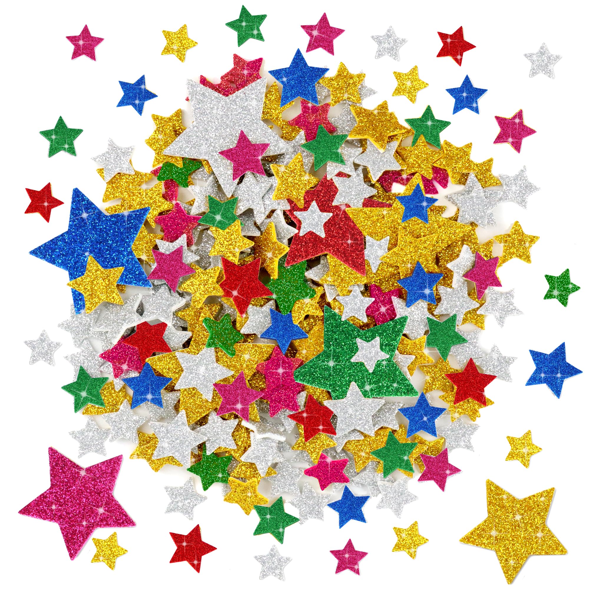 Photo 1 of 1026Pcs Foam Star Stickers,Glitter Foam Stars Shape Stickers Self Adhesive,Large&Small Sticky Stars for Kid'S Arts Posters Craft Supplies Scrapbooks kids reward Home Decor Christmas(Multicolor?