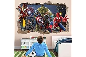 Wthh Superhero Wall Decal for Boys' Bedroom Decor - Easy Peel and Stick Vinyl Stickers for Kids Room, Bathroom, and Playroom - 24" x 16"（Large）