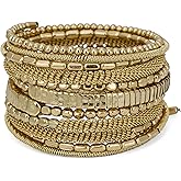 SPUNKYsoul Handmade Bohemian Multi-Color Beaded Coil Bracelet – Comfortable, Adjustable Boho Wrap Cuff That Stacks Easily and Lets You Effortlessly Elevate Any Outfit, Day or Night