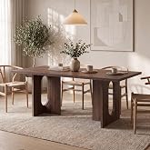Garvee T-Shaped Dining Table for 6-8, 71" Rectangular Kitchen Table | Thick Table Top with Open Base for Stability, Wooden Dining Room Table for Home Dining Room Kitchen Living Room, Walnut
