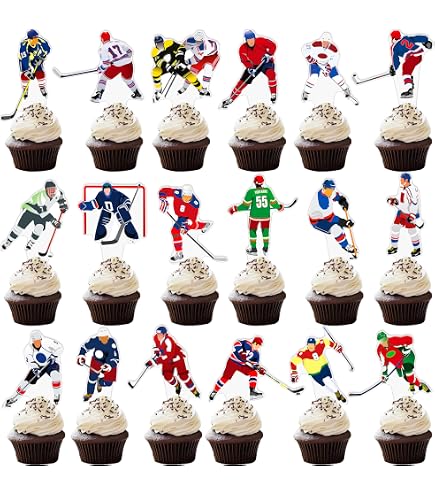 25 Stück Eishockey Cupcake Topper Aus Glitzer – Sport-Motiv-Deko Für Geburtstag & Baby Shower