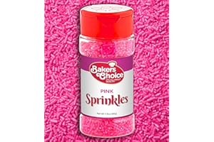 BAKER'S CHOICE Bakers Choice Pink Sprinkles for Baking - Jimmies Sprinkles for Ice Cream Toppings - Dairy Free, Kosher 2.8 oz