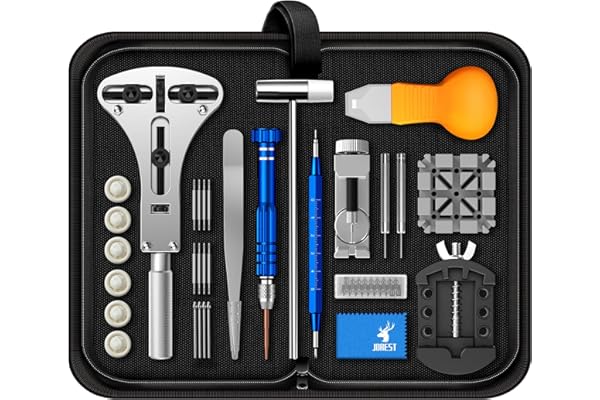 JOREST Watch Repair Tool Kit, Battery Replacement, Strap Adjustment, Bracelet Pin Removal, Band Link Remover, Resizing Tool,