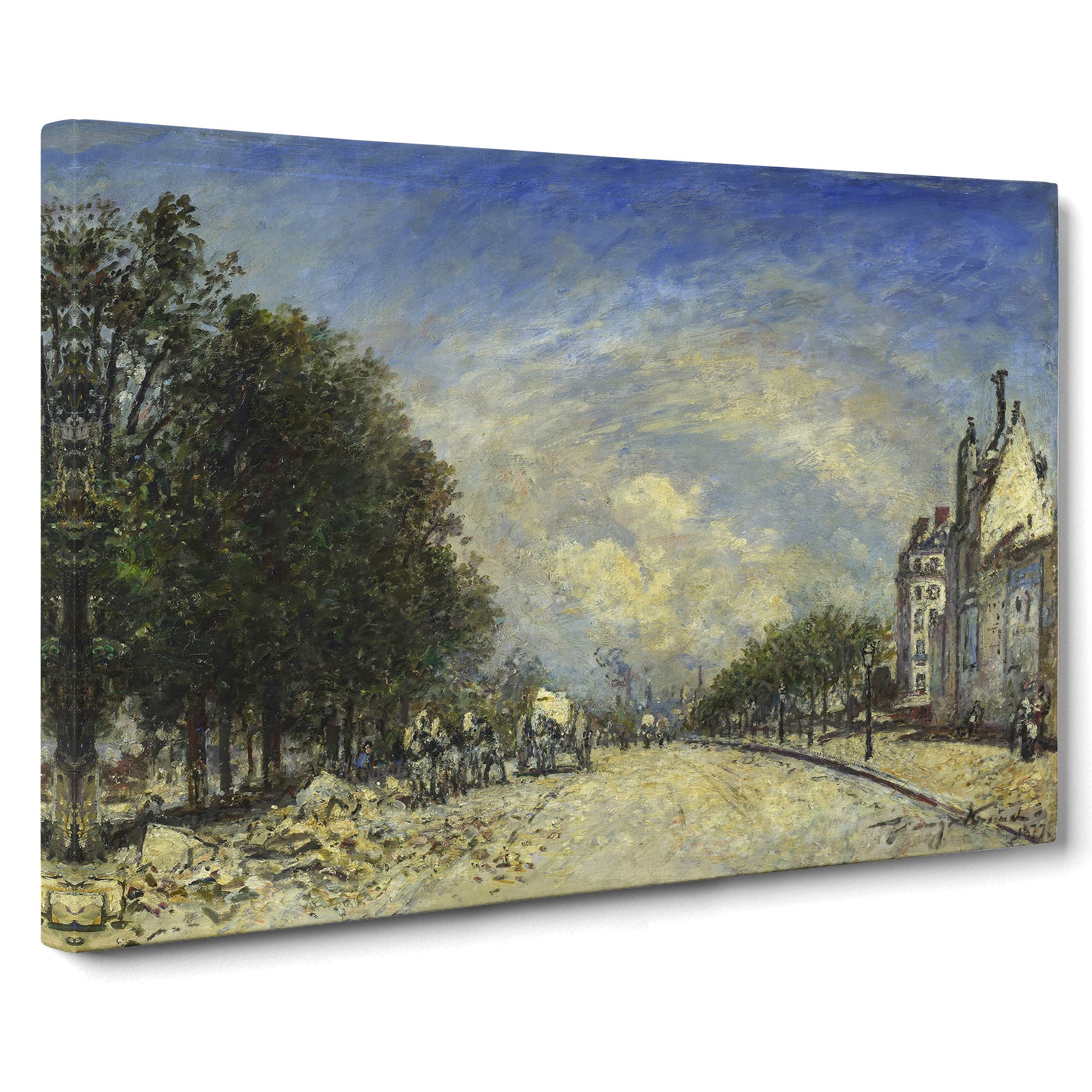 Johan Jongkind The Boulevard de Port Royal, Pris Canvas Print | Gallery Wrapped 30mm Frame Wall Art | 20x14 inches | Ready to Hang | Classic Picture | Living Room Bedroom Lounge Office
